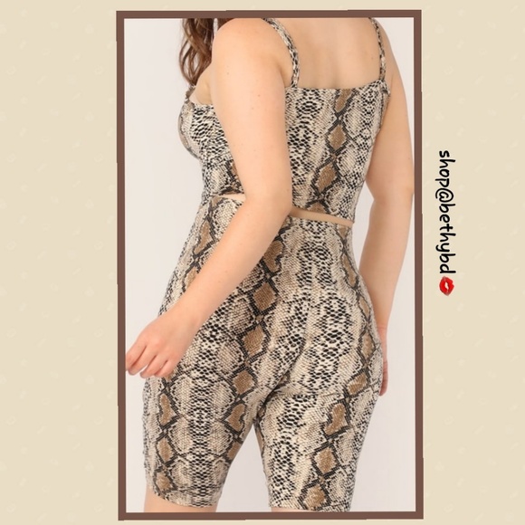 Curvy size Snakeskin Cami & Shorts Set athleisure - Picture 2 of 8